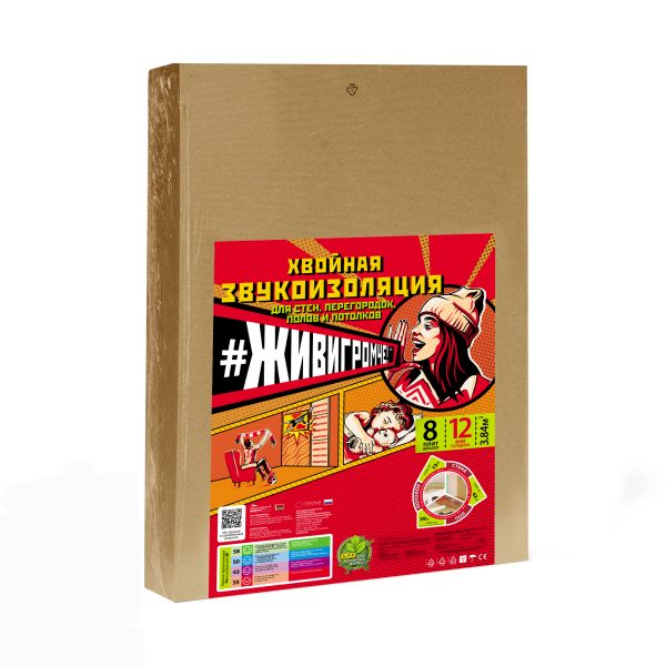 Хвойная звукоизоляция под гипсокартон #ЖИВИГРОМЧЕ! 800х600х12 мм (3,84м2) купить в Шуе Хвойная звукоизоляция под гипсокартон #ЖИВИГРОМЧЕ! 800х600х12 мм (3,84м2) купить в Шуе