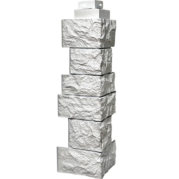 Цокольный сайдинг FineBer – Серия “Дикий камень”, Угол наружный, Мелованный белый купить в Шуе Цокольный сайдинг FineBer – Серия “Дикий камень”, Угол наружный, Мелованный белый купить в Шуе