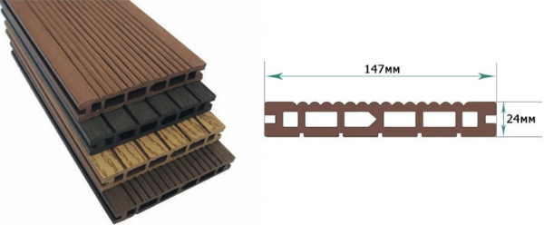 Террасная доска из ДПК Terrapol Классик Пустотелая с пазом купить в Шуе Террасная доска из ДПК Terrapol Классик Пустотелая с пазом купить в Шуе
