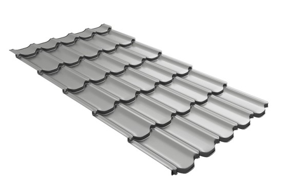 Металлочерепица квинта плюс с 3D резом 0,45 PE RAL 9006 бело-алюминиевый купить в Шуе