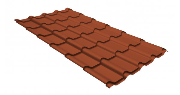 Металлочерепица камея GL 0,5 GreenCoat Pural Matt RR 750 кирпично-красный (RAL 8004 терракота) купить в Шуе