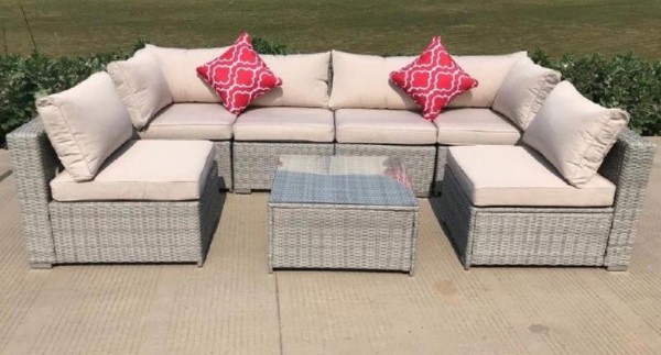 Диван-Трансформер AFINA модульный плетеный из иск. ротанга YR822BgB Grey/Beige купить в Шуе Диван-Трансформер AFINA модульный плетеный из иск. ротанга YR822BgB Grey/Beige купить в Шуе