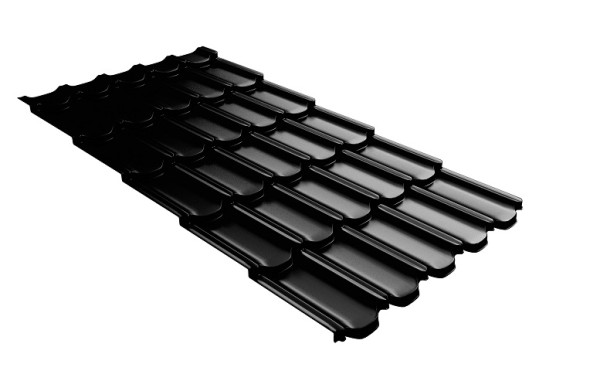 Металлочерепица квинта плюс с 3D резом 0,5 GreenСoat Pural Matt RR 33 черный (RAL 9005 черный) купить в Шуе