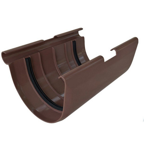 Водосток Альта-Профиль ПВХ – Соединитель желоба (коричневый) купить в Шуе Водосток Альта-Профиль ПВХ – Соединитель желоба (коричневый) купить в Шуе