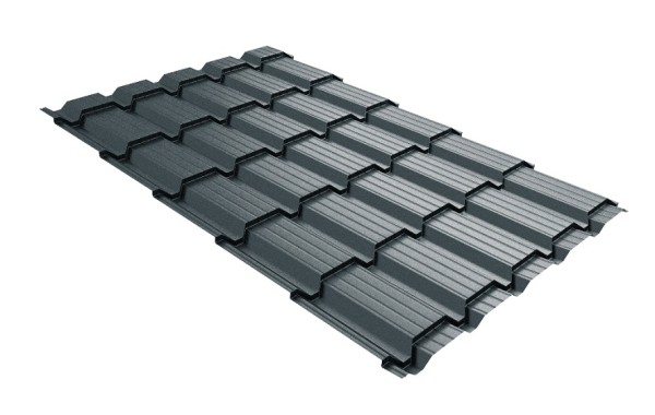 Металлочерепица GL квадро профи 0,5 Velur RAL 7016 антрацитово-серый купить в Шуе