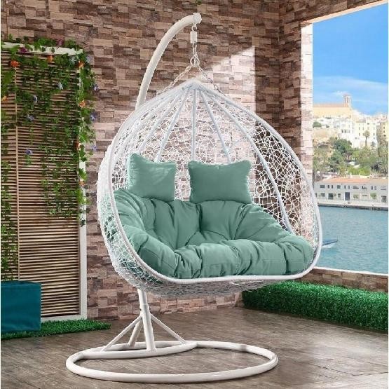 Кресло Подвесное из искусственного ротанга AFM-109A White/Green купить в Шуе Кресло Подвесное из искусственного ротанга AFM-109A White/Green купить в Шуе