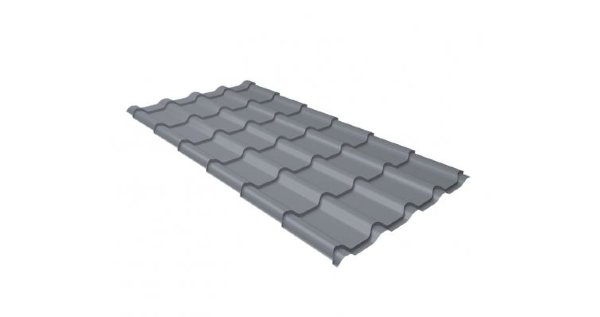 Металлочерепица камея 0,45 PE RAL 9006 бело-алюминиевый купить в Шуе